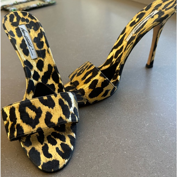 New Designer Brian Atwood Gold/Black Metallic Leopard Slide SZ 41 - Picture 2 of 6